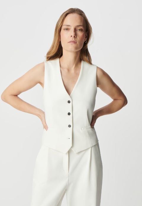 Chaleco sin mangas blanco punto Milano mujer